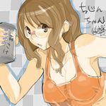  bad_id bad_pixiv_id brown_eyes brown_hair copyright_request glasses heart jewelry necklace solo teriyaki 