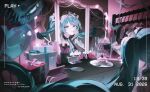  39 3girls akita_neru anniversary aqua_eyes aqua_hair aqua_nails aqua_necktie artist_name backstage balloon birthday bottle bow braiding_another's_hair braiding_hair cake cake_slice clothes_rack dark dated desk dressing_room english_text fingerless_gloves food gift gloves hair_bow hairdressing hand_mirror hand_on_own_face hatsune_miku highres jewelry kasane_teto light_bulb light_smile looking_at_viewer makeup mirror multiple_girls necklace necktie pearl_necklace perfume_(cosmetics) perfume_bottle plate play_button recording reflection rina_(crystalrina) tiara timestamp twintails utau v vocaloid 