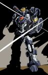 1boy absurdres arc_reactor arm_cannon armor commentary deputy_rust english_commentary full_armor helmet highres iron_man_(series) marvel marvel_tokon:_fighting_souls parody power_armor red_eyes rotisserie science_fiction shoulder_armor shoulder_cannon style_parody ttgl_eyecatch v-fin vertical_rotisserie war_machine weapon 