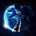  1boy animal_ears black_fur commentary crossed_arms english_commentary furry furry_male gloves highres jazzebee moon red_eyes shadow_the_hedgehog shoes signature solo sonic_(series) white_gloves 