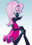 4_arms absurd_res angel_dust arachnid arthropod choker clothed clothing crossdressing demon drag_queen dress enaic31 eyeshadow hand_mirror hazbin_hotel hellaverse hi_res humanoid jewelry looking_at_mirror looking_at_object makeup male mirror multi_arm multi_limb necklace solo spider wig