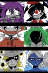  2boys 2girls 2others aizawa_sachi angry animal_ears apron aqua_(deltarune) bandana black_hair blonde_hair blue_(deltarune) blue_skin bow buck_teeth butterfly_wings collar collared_shirt colored_skin commentary_request constricted_pupils cowboy_shot crying crying_with_eyes_open cyclops deltarune dreadlocks expressionless face_in_shadow false_smile furious gloves green_(deltarune) green_apron green_hair hair_bow half-closed_eyes head_tilt insect_wings leaning_forward long_hair mouse_(animal) mouse_ears multiple_boys multiple_girls multiple_others necktie one-eyed orange_(deltarune) orange_bandana orange_gloves purple_hair purple_robe red_bow red_collar red_eyes robe round_eyewear sad scar scar_on_face seth_(deltarune) shirt smile streaming_tears tears teeth utdr_(toby_fox) vest white_necktie wings yellow_(deltarune) yellow_vest 