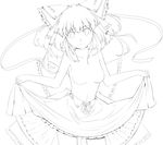  bow breasts greyscale gustav_(telomere_na) hair_bow hakurei_reimu highres lineart medium_breasts monochrome no_nipples smile solo topless touhou 