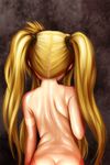  accessory_tan back bad_id bad_pixiv_id blonde_hair butt_crack fate_testarossa from_behind jitsudan long_hair lyrical_nanoha mahou_shoujo_lyrical_nanoha mahou_shoujo_lyrical_nanoha_a's nude one-piece_tan shiny shiny_skin solo tan tanline twintails 