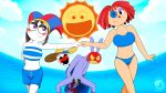 16:9 4k absurd_res animate_inanimate anthro beach bikini blush bound censored clothed clothing cloud convenient_censorship dress embarrassed female fist_bump fool's_hat gangle_(tadc) gesture glitch_productions group hat headgear headwear hi_res human jax_(tadc) lagomorph leporid male mammal mask nude pomni_(tadc) purple_body rabbit ragatha_(tadc) sea signature sky smile sun_(tadc) swimming_trunks swimwear the_amazing_digital_circus two-piece_swimsuit walking water widescreen woo_foo_guy