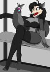  absurd_res anthro big_breasts black_hair bone breasts canid canine cellphone clothing female hair hi_res legwear lingerie looking_at_viewer mammal phone prisoner samrunner scp-1471 scp-1471-a scp_foundation skull skull_head small_waist solo thick_thighs thigh_highs waist 
