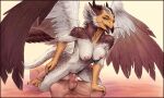  2022 anthro anthro_penetrated avian balls beak biped bird_feet breasts brown_body brown_feathers digital_media_(artwork) duo erection feathered_wings feathers female female_penetrated fur genitals gryphon hand_on_leg hand_on_thigh hi_res human human_on_anthro human_penetrating human_penetrating_anthro humanoid_genitalia humanoid_penis interspecies lying male male/female male_penetrating male_penetrating_female mammal mythological_avian mythology nipples on_back on_bottom on_top orange_eyes penetration penile penile_penetration penis penis_in_pussy pinktaco pussy reverse_cowgirl_position sex smile vaginal vaginal_penetration white_body white_feathers white_fur wings 
