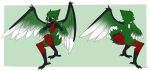  absurd_res anthro avian beak bird black_body black_feathers breasts butt chest_tuft eira_(eiraryyu) feathered_wings feathers female gradient_feathers green_body green_eyes green_feathers green_sclera hair hi_res large_wings model_sheet red_body red_feathers scribby_kibby simple_background solo tail_feathers tuft white_body white_feathers wings 
