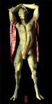  2021 2_toes alien armband athletic athletic_male erection eyes_closed feet genitals green_body hand_on_head hi_res humanoid jonah_(ugnaughtsden) male mouth_closed navel noseless nude pose raised_arms smile solo toes ugnaughtsden unusual_anatomy unusual_genitalia 