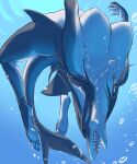  anthro breasts bubble eyes_closed female fish gills hair jewelry kikurage long_hair marine necklace open_mouth shark solo solo_focus swimming teeth_visible underwater water 