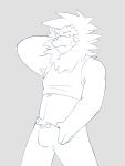 absurd_res anthro armpit_hair athletic body_hair bulge bulge_grab clothing crop_top crop_top_lion_(mrjosh47) felid hi_res lion male mammal mane mrjosh47 pantherine presenting pubes pubes_exposed pulling_pants_down sharp_tooth shirt smile smirk snaggle_tooth solo topwear 