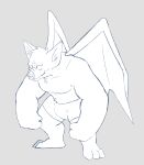  absurd_res anthro ball_bulge bat_wings big_bulge big_ears bottomwear bulge chiropteran clenched_fists clothing feet fist hi_res hybrid male mammal membrane_(anatomy) membranous_wings mrjosh47 musclegut muscular neck_tuft pecs sasquatch shirtless shorts shorts_only solo tuft wings 