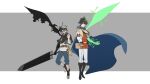  2boys asta_(black_clover) black_clover cape highres holding holding_sword holding_weapon multiple_boys rivals sword weapon wings yoshihara_tatsuya yuno_(black_clover) 