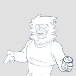  absurd_res alcohol anthro armpit_hair athletic beer beverage beverage_can body_hair bottomless clothed clothing crop_top crop_top_lion_(mrjosh47) felid hi_res lion male mammal mane midriff mrjosh47 pantherine pantsless pubes pubes_exposed sharp_tooth shirt shirt_only smile smirk snaggle_tooth solo topwear topwear_only 