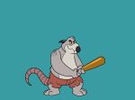  animated anthro baseball_bat bat_(object) black_nose bottomwear brok_the_investigator clothing cowcatgames generic_rat_(brok_the_investigator) grey_body humanoid_hands male mammal murid murine official_art overweight overweight_male rat rodent shorts simple_background solo tattoo video_games 