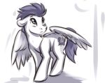  2021 cutie_mark ears_down equid equine eyebrows feathered_wings feathers feral floppy_ears friendship_is_magic hasbro kam looking_up male mammal mane monochrome my_little_pony pegasus pivoted_ears soarin_(mlp) solo wings wonderbolts_(mlp) 