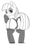  2017 accessory armwear bangs big_butt butt clothing dock earth_pony elbow_gloves equid equine female feral friendship_is_magic garter gloves greyscale half-closed_eyes handwear hasbro hi_res horse inner_ear_fluff legwear lingerie looking_back mammal maud_pie_(mlp) monochrome my_little_pony narrowed_eyes pabbley panties pony raised_tail rear_view simple_background solo stockings tuft underwear 