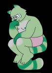  4_toes anthro bottomwear chubby_anthro chubby_male clothing digital_media_(artwork) feet fred_(fredrick_brennan) fur green_body green_fur hand_on_face hi_res male mammal mouth_closed nipples pocketfurry procyonid raccoon shorts sitting slightly_chubby solo the_thinker thinking toes 