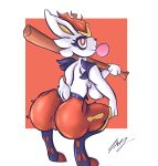  2022 anthro anus baseball_bat bat_(object) big_breasts big_butt breasts butt cinderace female fluffy fluffy_tail fur generation_8_pokemon genitals hi_res lagomorph lavtheghost leporid mammal nintendo nipples nude open_mouth open_smile pokemon pokemon_(species) pussy simple_background smile solo thick_thighs video_games white_body white_fur 