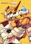  absurdres animal_on_shoulder commentary_request copyright copyright_name guinea_pig gundam gundam_aerial gundam_suisei_no_majo highres mecha mobile_suit molcar no_humans official_art promotional_art pui_pui_molcar robot tagme 