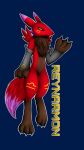  2022 absurd_res anthro bandai_namco black_nose black_sclera brown_body brown_fur brown_paws canid canine canis cheek_tuft chest_tuft claws clothing digimon digimon_(species) digital_media_(artwork) dipstick_ears dipstick_tail english_text facial_markings facial_tuft fakemon fan_character fox full-length_portrait fur furry head_markings hi_res leg_markings libra_(symbol) looking_at_viewer male mammal markings multicolored_ears nude portrait purple_body purple_fur purple_tail_tip red_body red_fox red_fur reynarmon sfw simple_background smile solo tail_markings text thigh_markings tuft wings yellow_eyes yellow_markings 