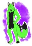 4_toes anthro belly black_belly canid canine fan_character feet fox green_body hi_res hybrid kaiju male mammal muscular muscular_male neon_lion solo toes 