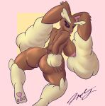  anthro big_breasts big_butt big_ears bodily_fluids breasts brown_body brown_fur butt eyebrows female fur generation_4_pokemon genital_fluids head_tuft hi_res lagomorph lavtheghost leporid long_ears lopunny mammal nintendo nipples open_mouth open_smile pink_eyes pink_nipples pokemon pokemon_(species) pussy_juice simple_background smile solo tan_body tan_fur thick_eyebrows thick_thighs tongue tongue_out tuft video_games wide_hips 