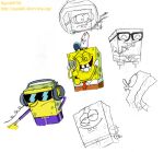  anthro bottomwear clothed clothing diving_helmet eyewear glasses goggles headphones laboratory_equipment laboratory_glassware male marine necktie nickelodeon pants scientific_instrument shirt simple_background sketch sketch_page solo spatula sponge spongebob_squarepants spongebob_squarepants_(character) stepanda sunglasses test_tube tools topwear track_jacket white_background 