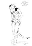  anthro clothing dialogue felid female hi_res lion lionclaw1 mammal monochrome nipples pantherine panties sandra_lionheart solo speech_bubble underwear 