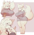  ambiguous_gender anthro big_breasts blothed breast_grab breasts canid canine clothing female female/ambiguous hand_on_breast hi_res kaeritai07 mammal sweater thick_thighs topwear 