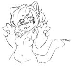  anthro breasts domestic_cat featureless_breasts felid feline felis female hair kiwikltten low_res mammal monochrome solo 