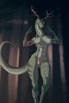  absurd_res anthro antlers areola blush breasts delta.dynamics dragon english_text female genitals hi_res horn looking_at_viewer nipples nude pussy smile solo text wide_hips wingless_dragon 