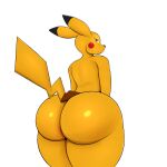  1:1 absurd_res anthro anus barely_visible_anus big_butt butt deancrazz derickk76 generation_1_pokemon hi_res huge_butt looking_at_viewer looking_back looking_back_at_viewer male nintendo pikachu pokemon pokemon_(species) simple_background solo video_games white_background 