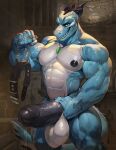  abs absurd_res anthro balls biceps big_balls big_muscles big_penis black_nipples black_penis blue_body blue_eyes blue_scales bodily_fluids collar countershade_torso countershading darkgem dragon draxius dripping dungeon erection excessive_genital_fluids excessive_precum foreskin genital_fluids genitals green_eyes grin hi_res holding_collar holding_object holding_penis horn huge_balls huge_muscles huge_penis humanoid_genitalia humanoid_penis jewelry leather looking_at_viewer male muscular muscular_anthro muscular_male necklace necklace_only nipples nude offering_collar pecs penis precum precum_drip rape_face scales scalie smile solo sweat vein veiny_muscles veiny_penis 