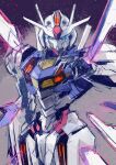  blue_eyes gundam gundam_aerial gundam_suisei_no_majo hand_up highres kannoaki looking_at_viewer mecha mobile_suit no_humans robot science_fiction solo standing v-fin 