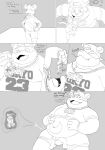  2022 absurd_res alp_(tas) anthro belly big_belly clothing comic duo english_text giant_panda hat headgear headwear hi_res humanoid_hands lifewonders male mammal micro monochrome mouse murid murine nobodyshouse overweight overweight_male rodent shirt size_difference text tokyo_afterschool_summoners topwear ursid video_games vore 