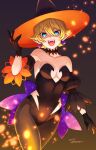  1girl 2019 amenoimo artist_name blonde_hair blue_eyes breasts character_name choker cleavage full_body halloween highres margarete_gertrude_zelle nail_polish navel open_mouth shadow_hearts short_hair skirt smile solo 