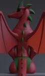  3:5 3d_(artwork) absurd_res american_dragon:_jake_long anthro big_butt butt clothed clothing digital_media_(artwork) disney dragon hi_res jake_long looking_at_viewer looking_back male membrane_(anatomy) membranous_wings no-name-no-problem red_body scalie simple_background sitting solo suggestive western_dragon wings 