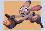  2022 anthro apron apron_only butt clothing disney female food fur grey_body grey_fur handwear hi_res judy_hopps lagomorph leporid long_ears mammal mostly_nude multicolored_body multicolored_fur open_mouth oven_mitts purple_eyes qupostuv35 rabbit simple_background solo two_tone_body two_tone_fur white_body white_fur zootopia 