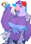  &lt;3 absurd_res accessory accipitrid accipitriform animal_crossing anthro aooni avian beak big_breasts bird blue_eyes blush breasts clothed clothing eagle feather_hair feather_hands feathers female flower flower_in_hair hair hair_accessory hi_res looking_at_viewer nintendo nipple_outline plant pseudo_hair purple_body purple_feathers quinn_(animal_crossing) simple_background solo video_games 