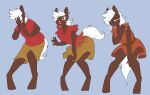  2018 anthro blush bottomwear breast_growth breasts breath brown_bottomwear brown_clothing brown_shorts clenched_teeth clothing digital_media_(artwork) dress equid equine female gender_transformation growth hair hooves horse koportable looking_up male mammal mtf_transformation open_mouth red_clothing red_dress red_shirt red_topwear shirt shorts simple_background solo standing surprise surprsied teeth topwear transformation white_hair 