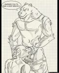  absurd_res anthro balls bottomwear bottomwear_down canid canine canis clothed clothing deep_throat domestic_dog duo erection eyes_closed fangs foreskin garo_(artist) genitals hi_res holding_head humanoid_genitalia image_comics jockstrap looking_at_another looking_at_partner male male/male mammal monochrome muscular muscular_male oral oral_penetration pants pants_down partially_clothed pecs penetration penis pubes sex shaded smile smothering speech_bubble standing text translucent underwear vein wolf wolf-man_(image_comics) 