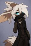  2022 anthro artist_name aseethe blue_eyes brown_body brown_fur canid canine clothed clothing coat digital_media_(artwork) face_mask female fennec fox fully_clothed fur hi_res looking_at_viewer mammal melody_(aseethe) solo topwear 