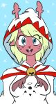  anthro blackpatapon blonde_hair breasts capreoline cervid clothing deltarune female freckles hair hi_res horn mage_(final_fantasy) mammal noelle_holiday open_mouth red_nose solo undertale_(series) video_games white_mage 