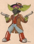  bandit_(disambiguation) cowboy goblin gobtober gobtober_2022 gun handgun humanoid ranged_weapon revolver run_rabbit_bounce weapon 