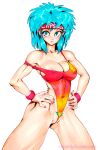  bikini breasts bulma covering covering_crotch dra dragon_ball dragon_ball_z highres nipple_slip nipples pubic_hair pussy pussy_peek roundranchu swimsuit thick_thighs thighs toned upper_body workout_clothes 
