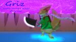  anthro canid canine defnotgriz_live fox glowing glowing_eyes griz_(defnotgriz_live) hi_res male mammal melee_weapon pose solo standing_in_water sword weapon 
