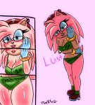  amy_rose bra clothing eulipotyphlan eyewear female glasses hedgehog jewelry lipstick looking_back makeup mammal panties roughlove69 sega sonic_the_hedgehog_(series) teasing underwear 