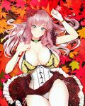  absurdres autumn_leaves breasts corset curvy european_clothes highres huge_breasts long_skirt non-web_source original skirt 