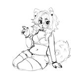  anakoluth anakoluth_(character) anthro big_breasts black_nails bottomwear bra breasts canid canine canis choker cleavage clothed clothing colored_nails domestic_dog female fluffy fluffy_tail hair jewelry legwear long_hair mammal nails navel necklace piercing shorts sitting solo thick_thighs thigh_highs underwear 